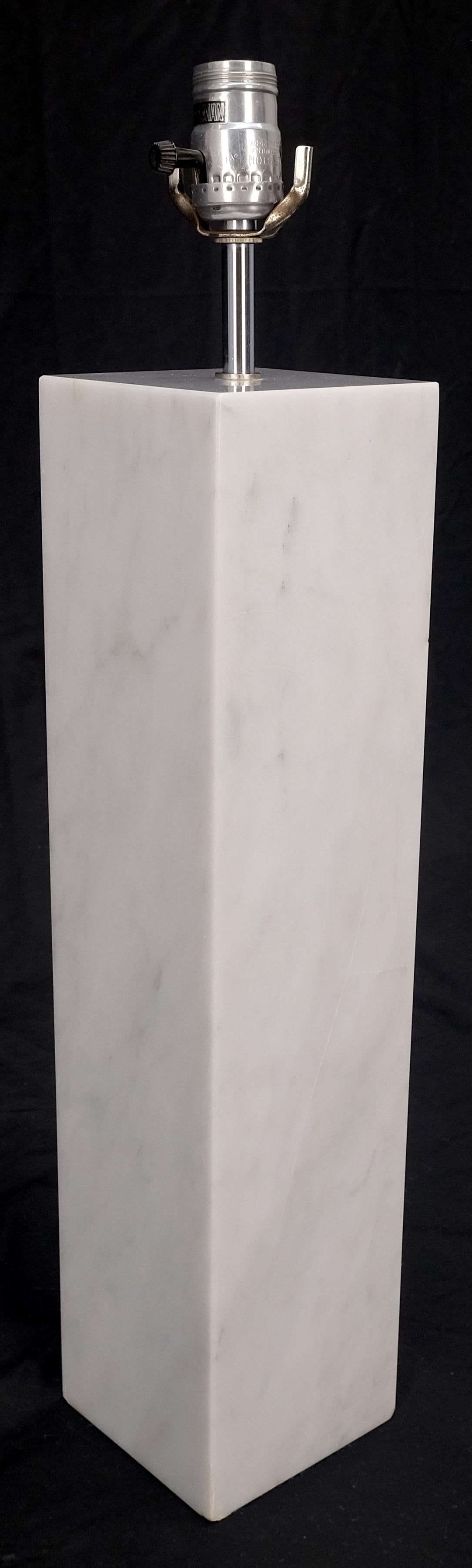 Mid Century Modern Square White Marble Base Gibbing Table Lamp for Hansen MINT! For Sale 6