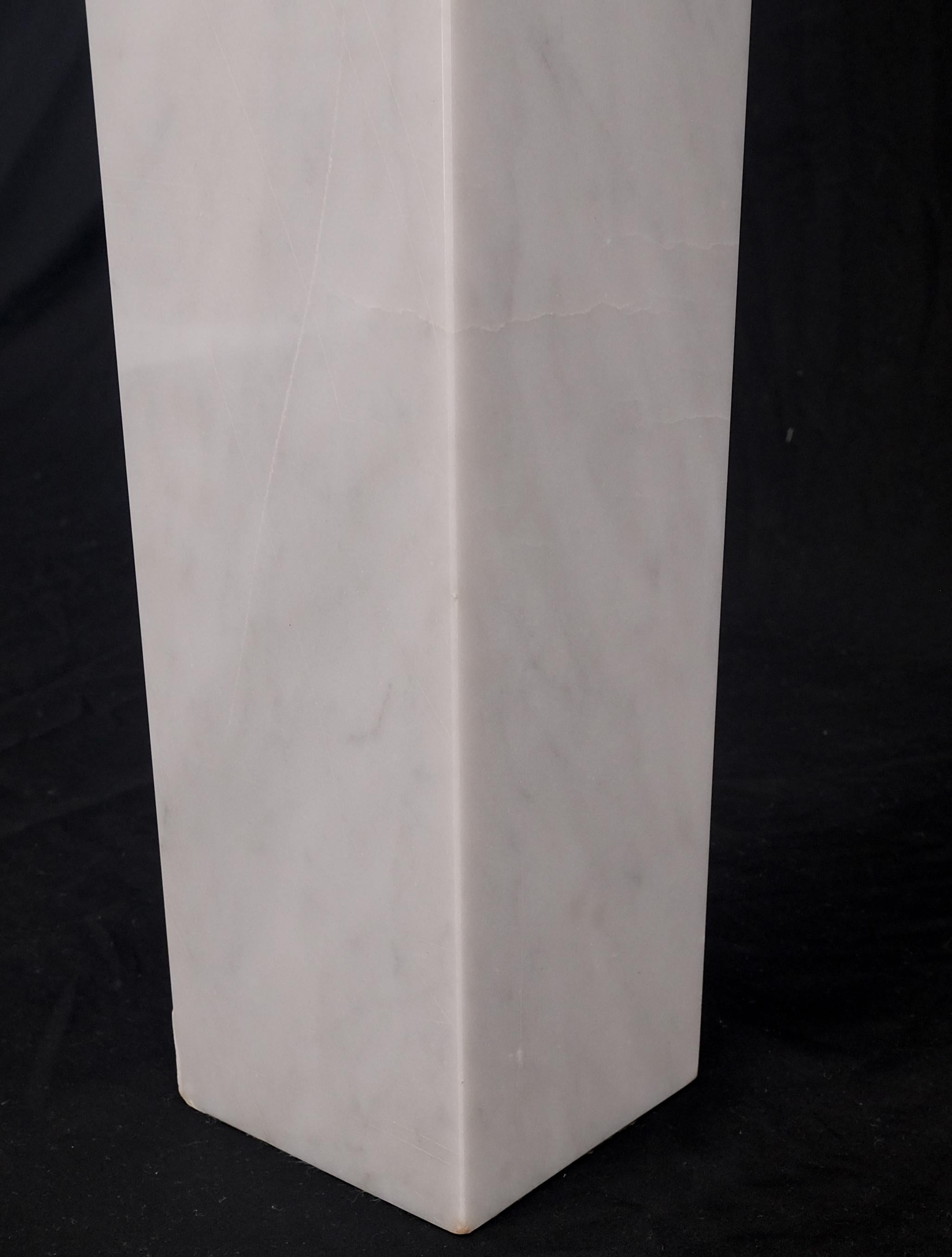 Polished Mid Century Modern Square White Marble Base Gibbing Table Lamp for Hansen MINT! For Sale
