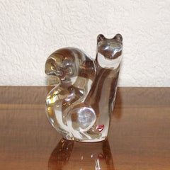 Escultura de Ardilla de Cristal Moderna de Mediados de Siglo de Olle Alberius, años 70