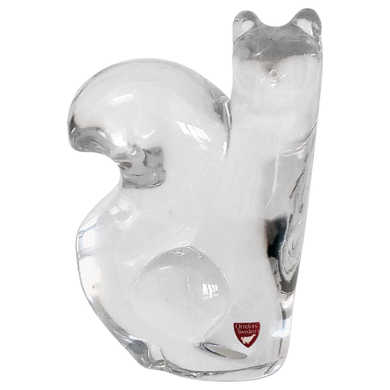 Mid-Century Modern Squirrel Crystal Sculpture by Olle Alberius for Orrefors