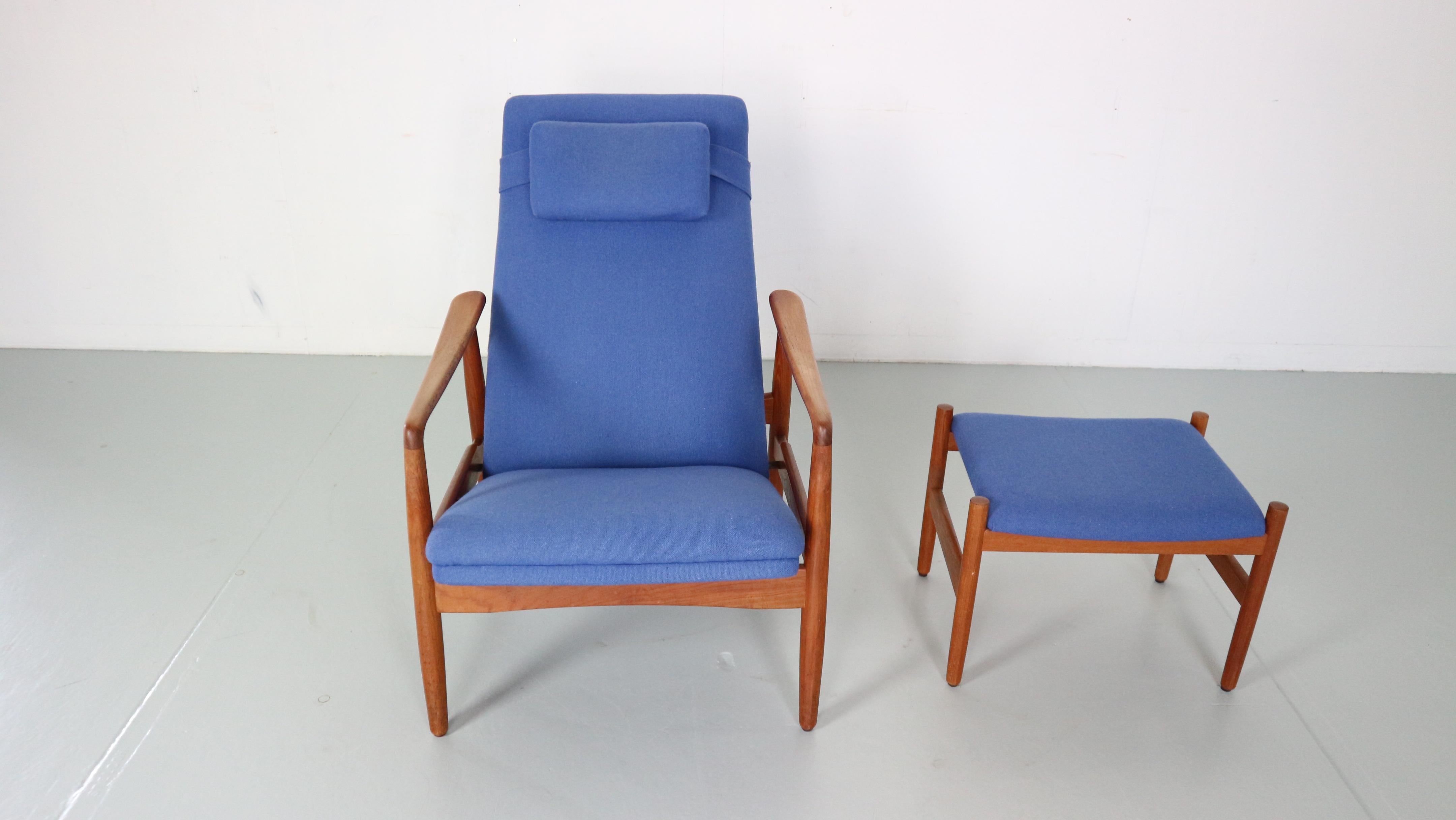 Mid-Century Modern Mid Century Modern Søren Ladefoged Armchair& Ottoman for SL Møbler, 1960 Denmark