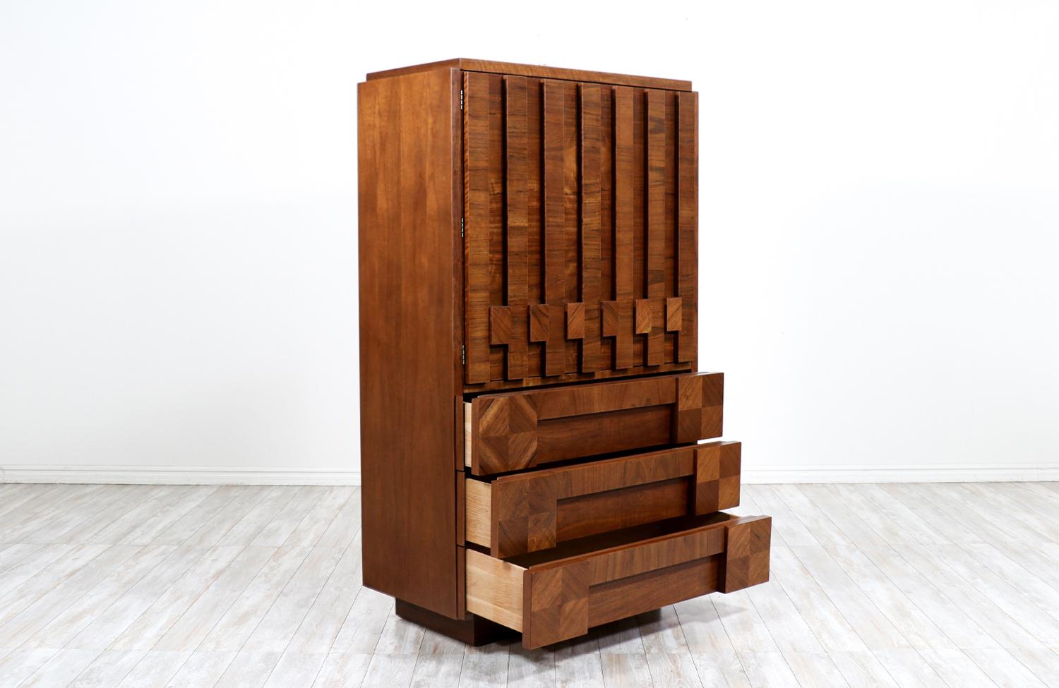 Mid-20th Century Mid-Century Modern Stacatto Geometric Highboy by Lane Furniture Co.