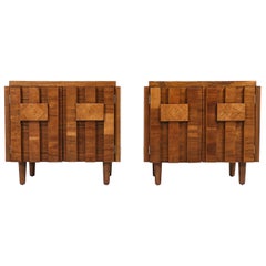 Mid-Century Modern "Stacatto" Geometric Nightstands by Lane Furniture