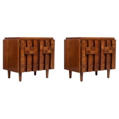 Mid-Century Modern "Stacatto" Geometric Night Stands by Lane Furniture