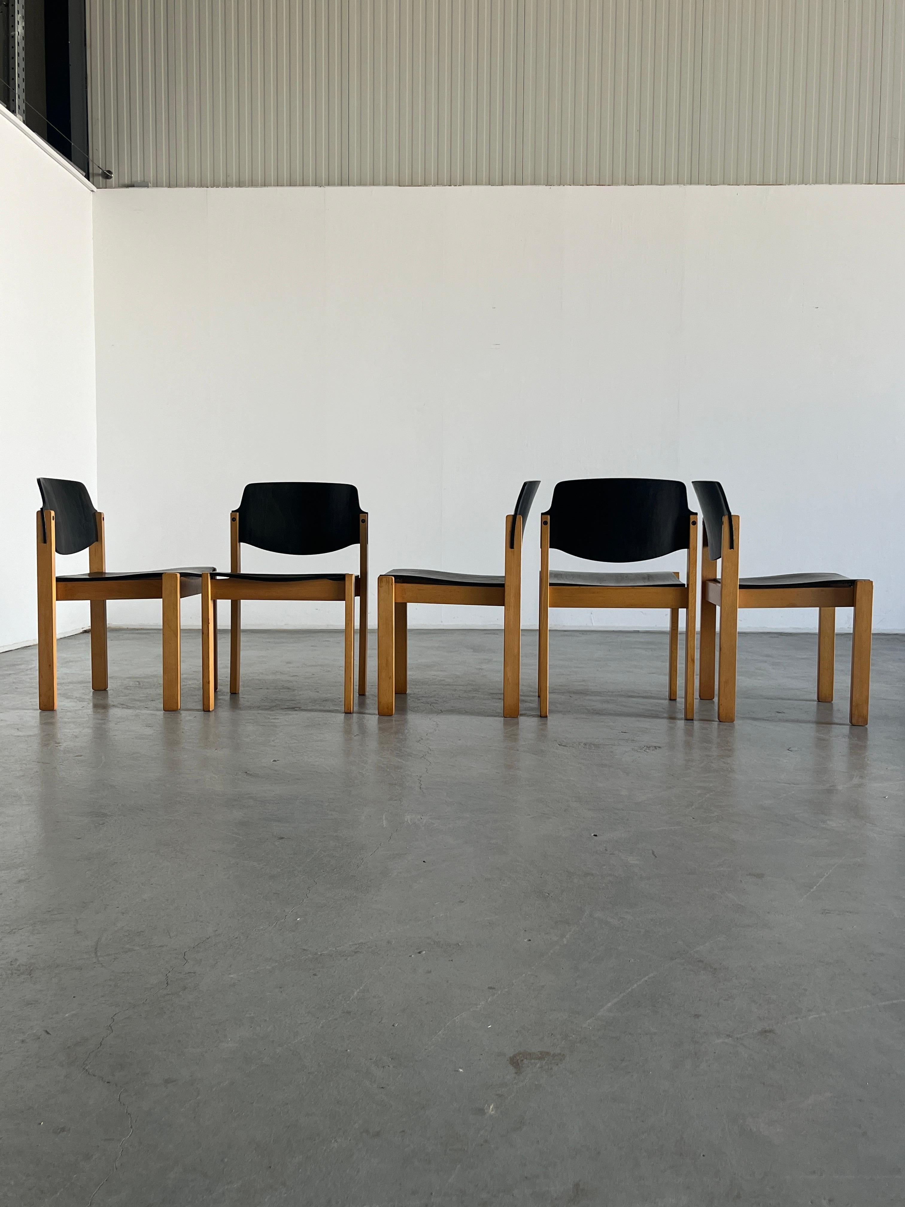 Late 20th Century Mid-Century Modern Stackable Dining Chairs or Visitor Chairs by Kusch + Co, 70s