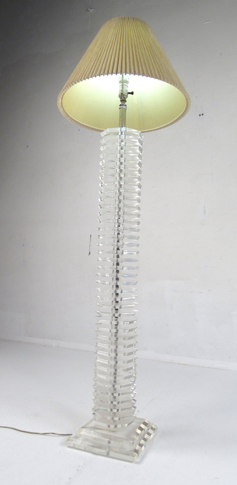 MidCentury Modern Stacked Lucite Floor Lamp For Sale at 1stDibs