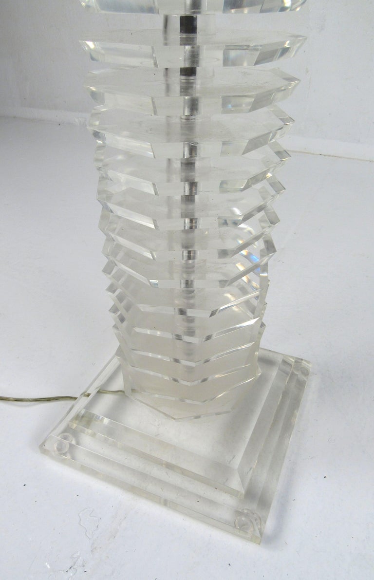 MidCentury Modern Stacked Lucite Floor Lamp For Sale at 1stDibs