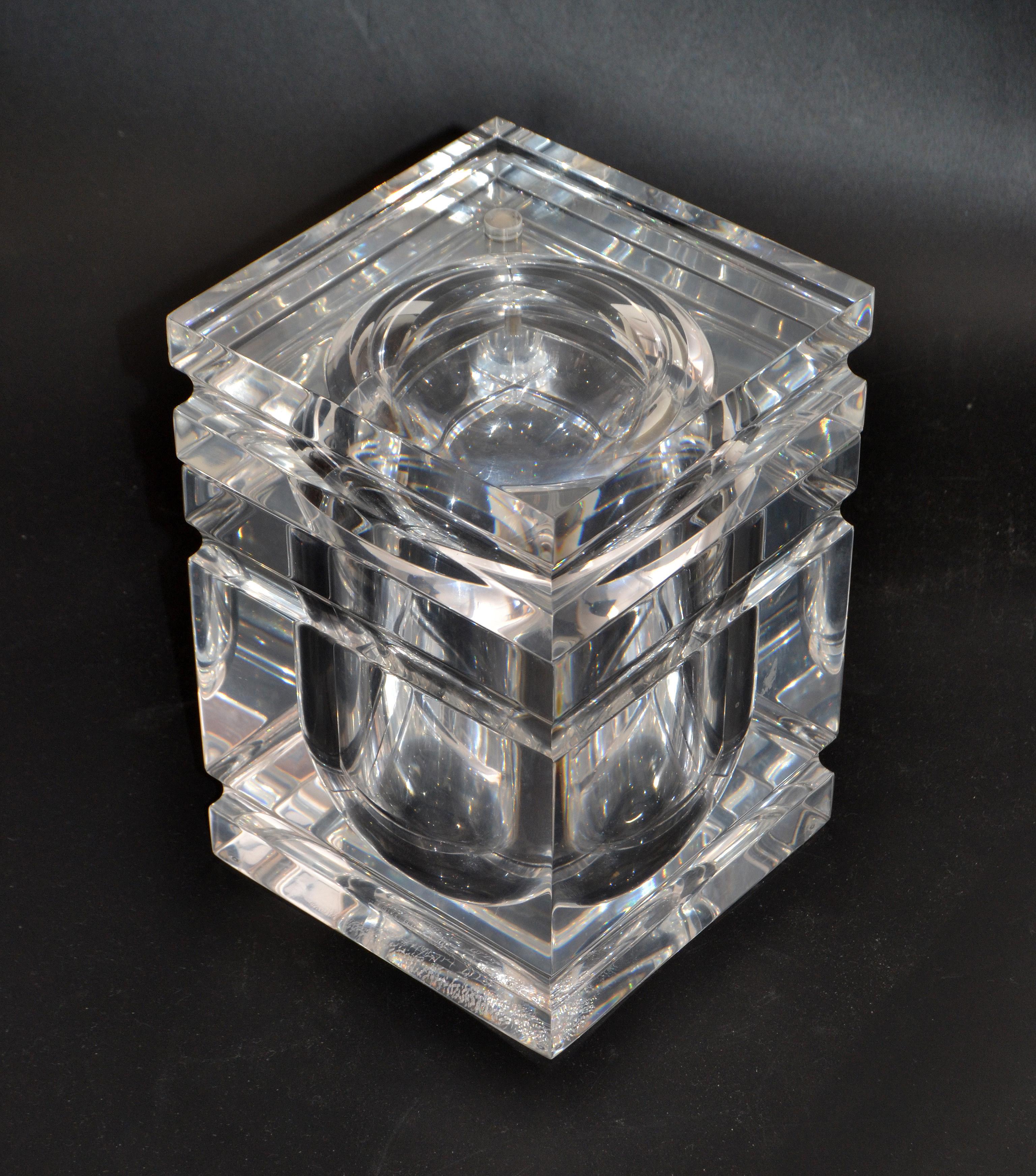 lucite ice bucket with swivel lid