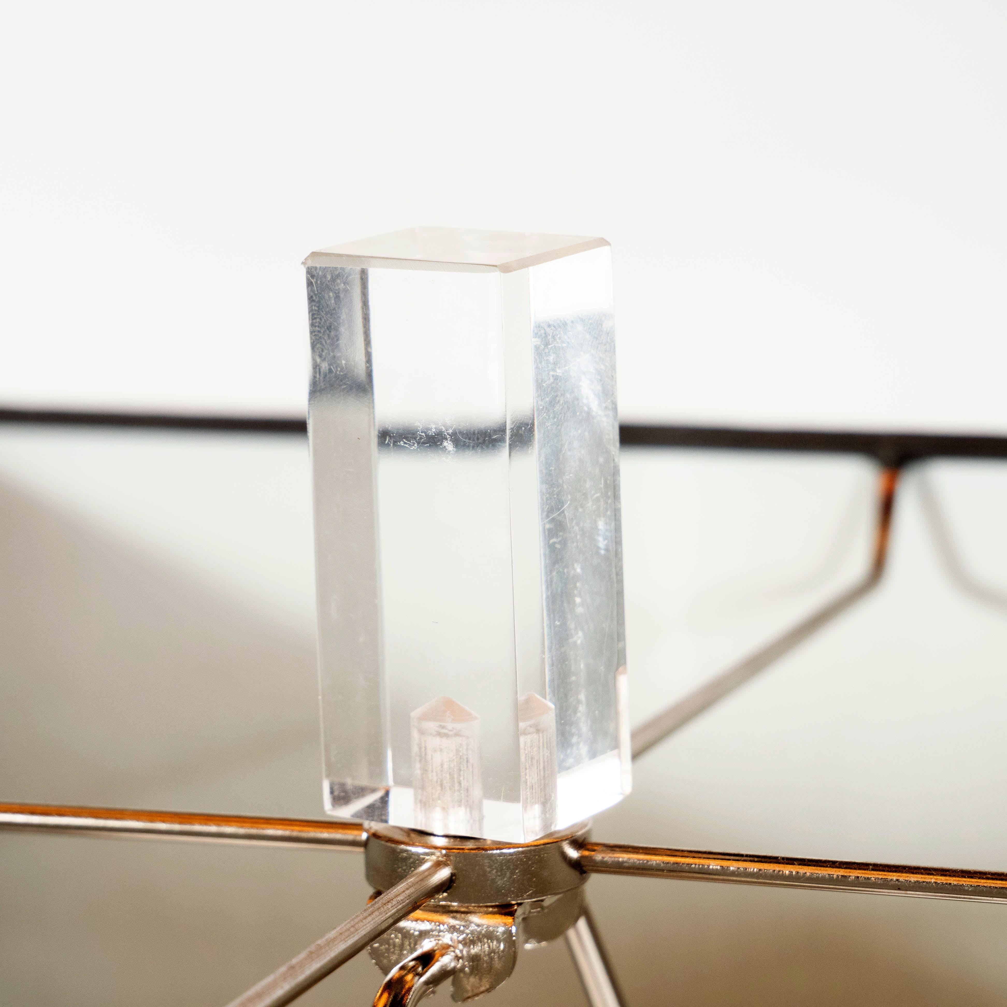 Late 20th Century Mid-Century Modern Stacked Lucite Skyscraper Table Lamp with Nickel Fittings For Sale