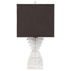 Retro Mid-Century Modern Stacked Lucite Skyscraper Table Lamp with Nickel Fittings