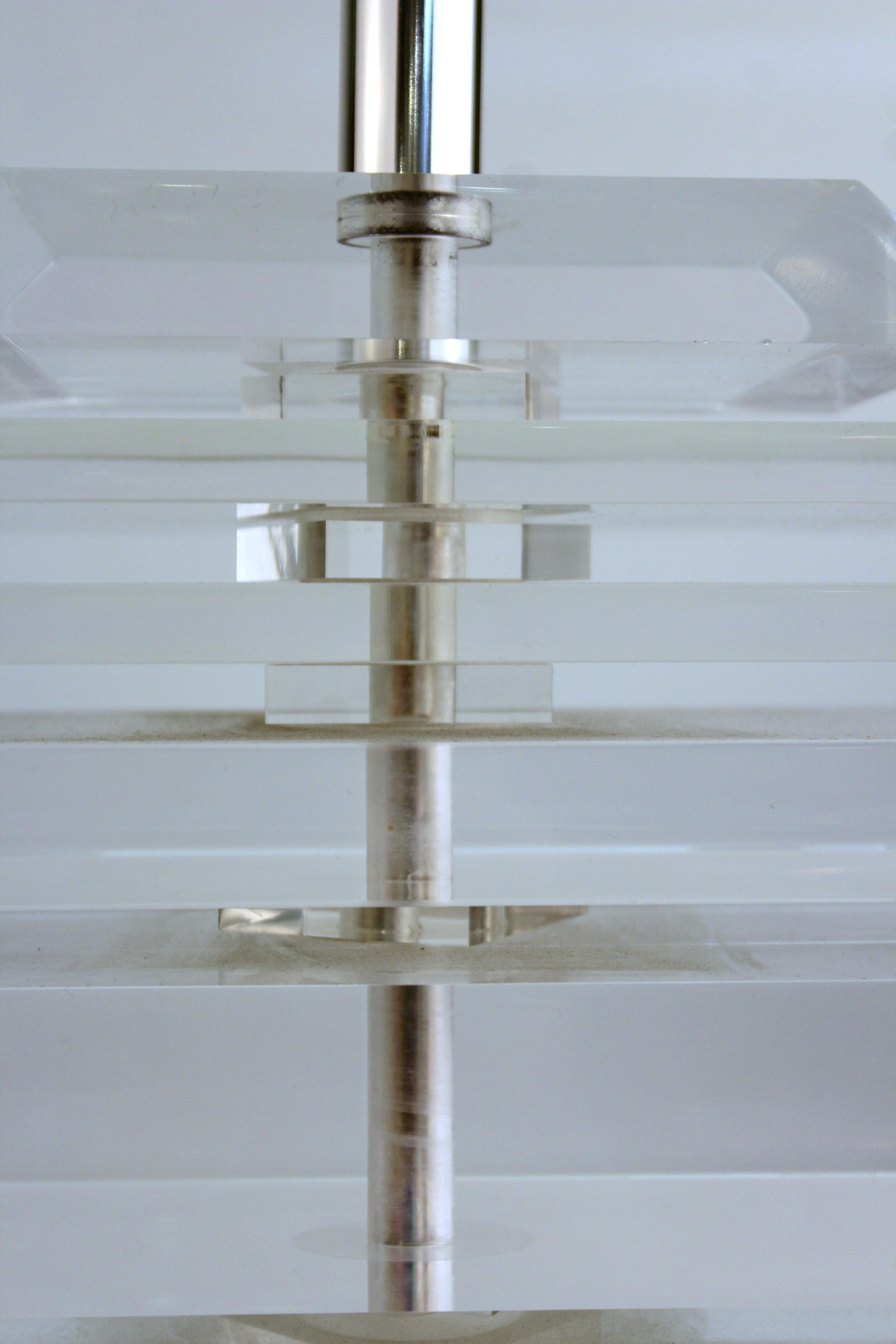 Mid-Century Modern Stacked Lucite Table Lamp in Karl Springer Style 7