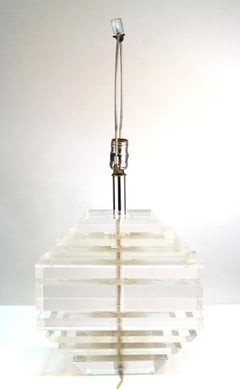 Mid-Century Modern Stacked Lucite Table Lamp in Karl Springer Style