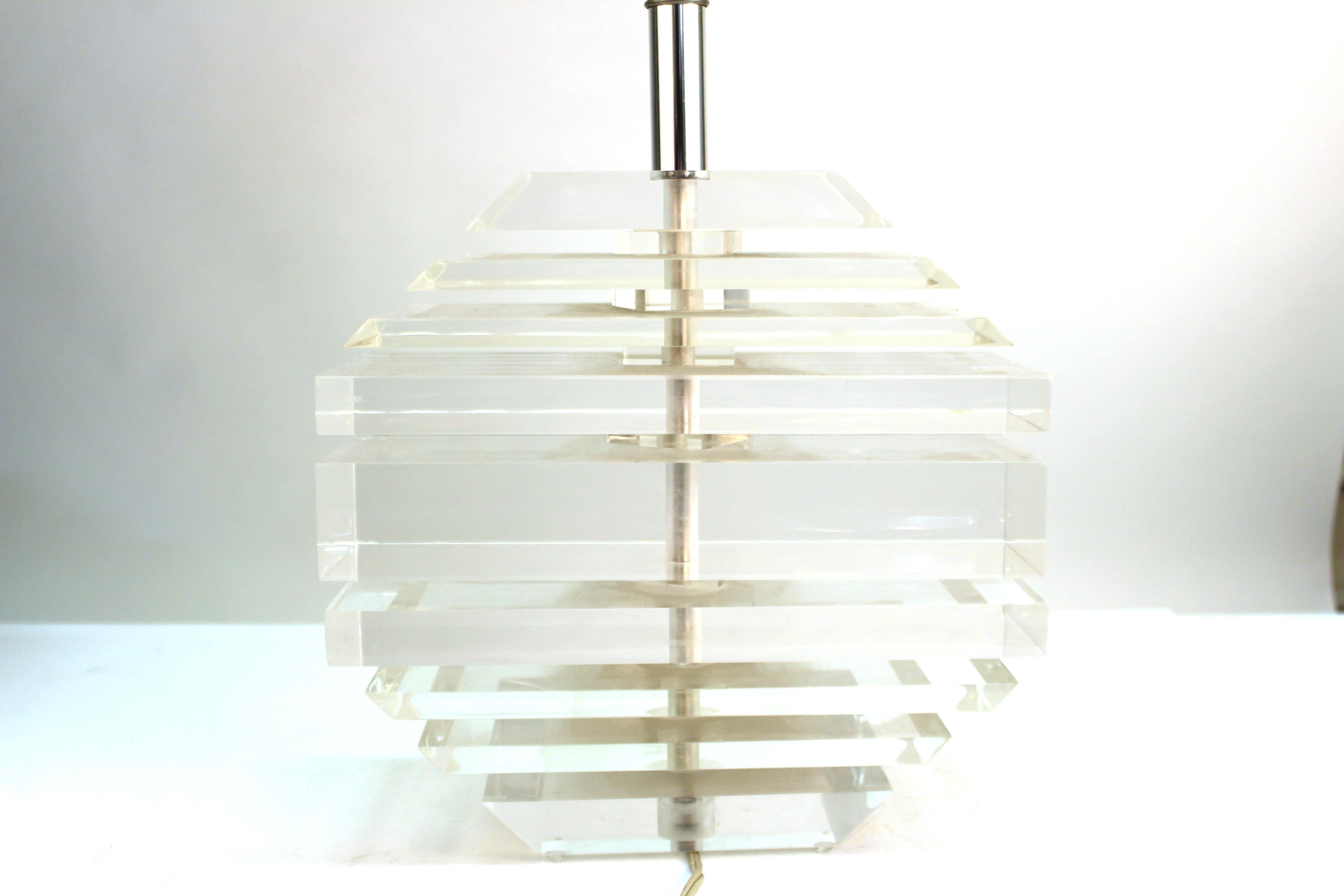 lucite lamp mid century
