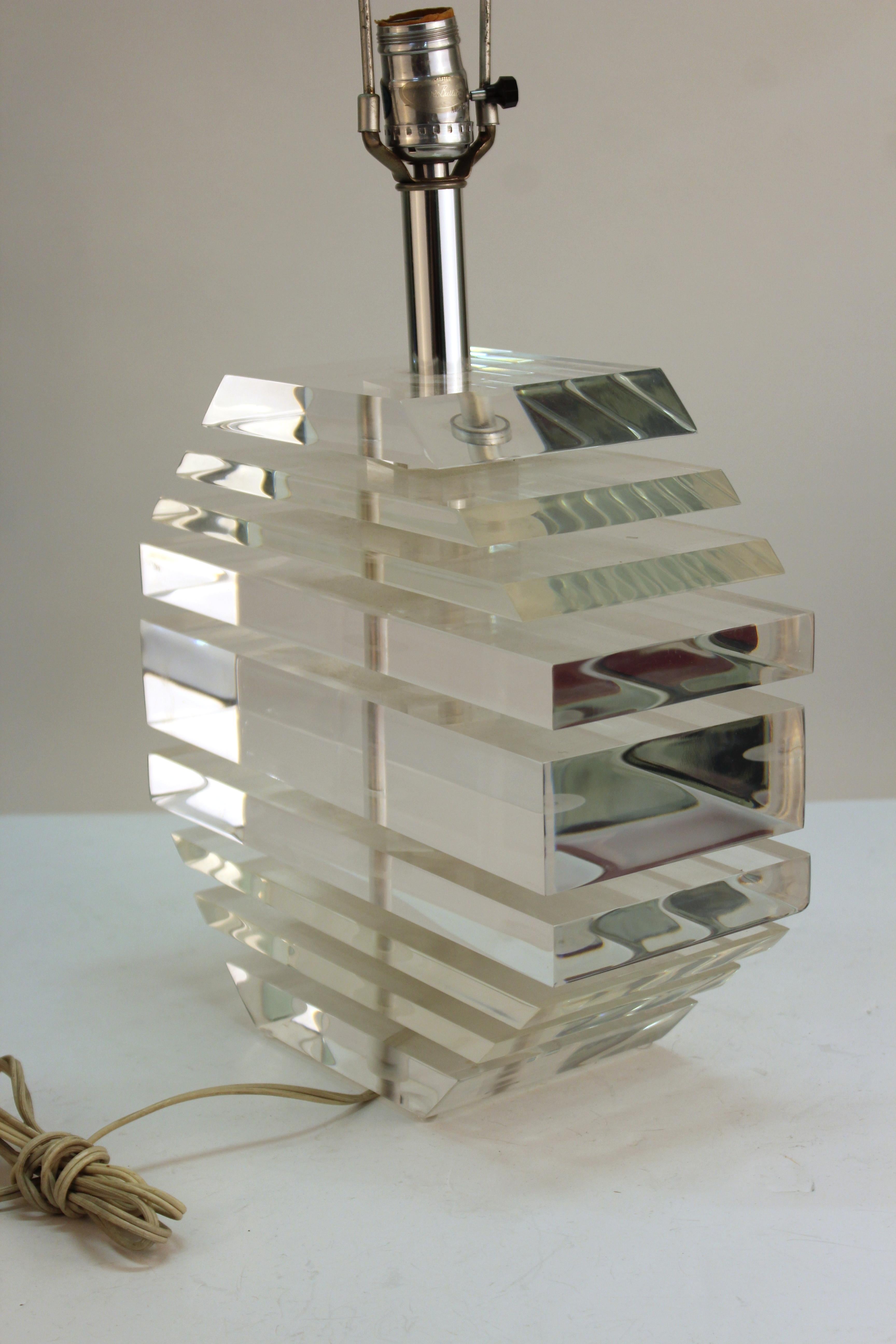 vintage lucite chunk lamp