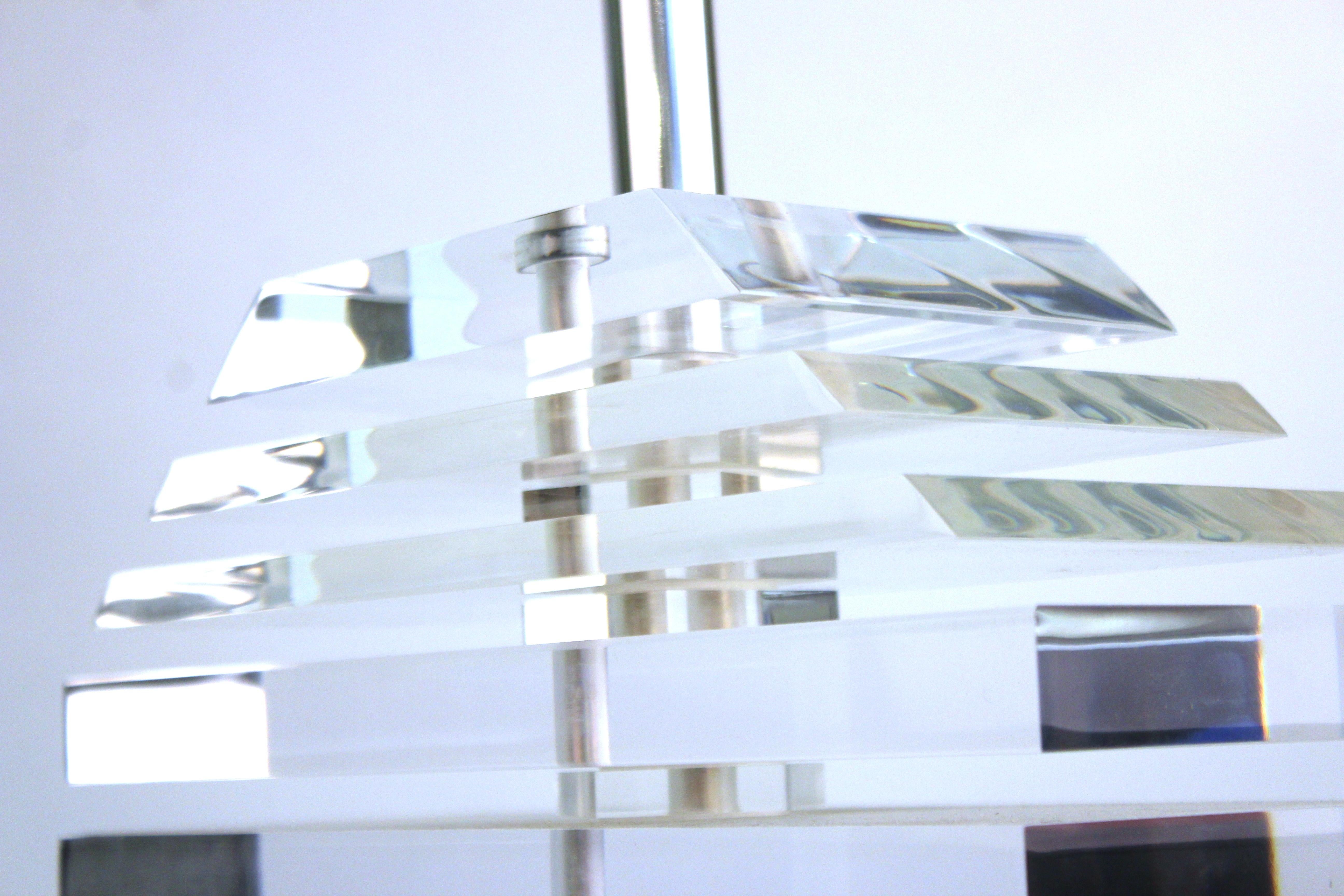 Late 20th Century Mid-Century Modern Stacked Lucite Table Lamp in Karl Springer Style