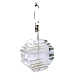 Mid-Century Modern Stacked Lucite Table Lamp in Karl Springer Style