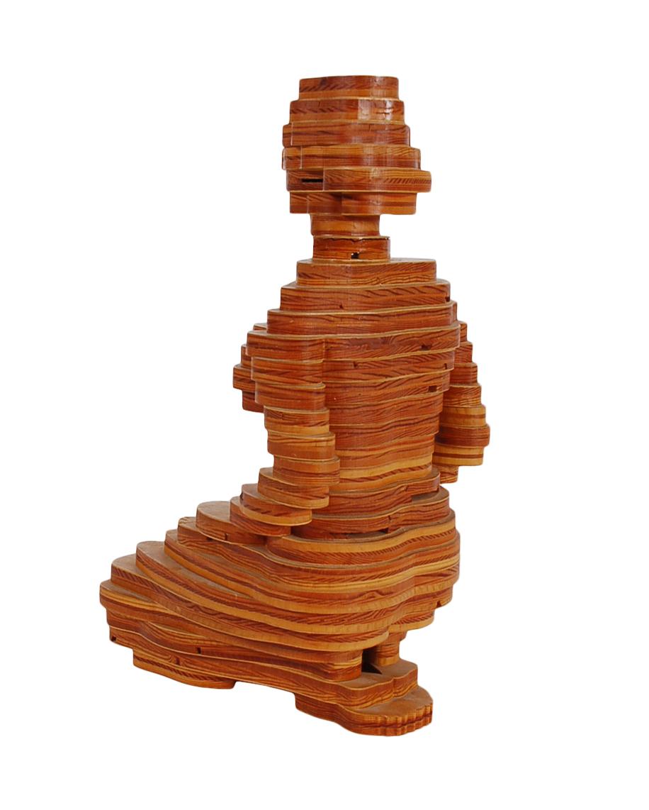 Late 20th Century Mid-Century Modern Stacked Plywood Sculpture in Art Deco Figural Form