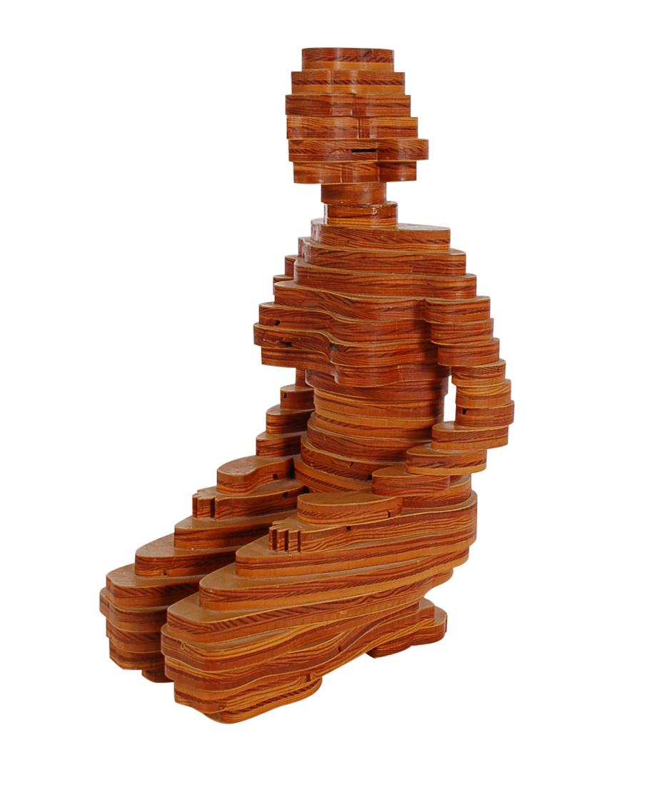 Mid-Century Modern Stacked Plywood Sculpture in Art Deco Figural Form 1