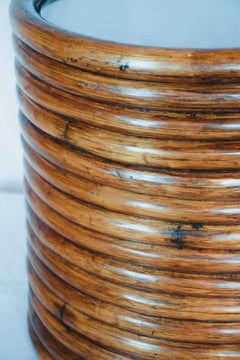 Mid-Century Modern Stacked Rattan Drinks Table