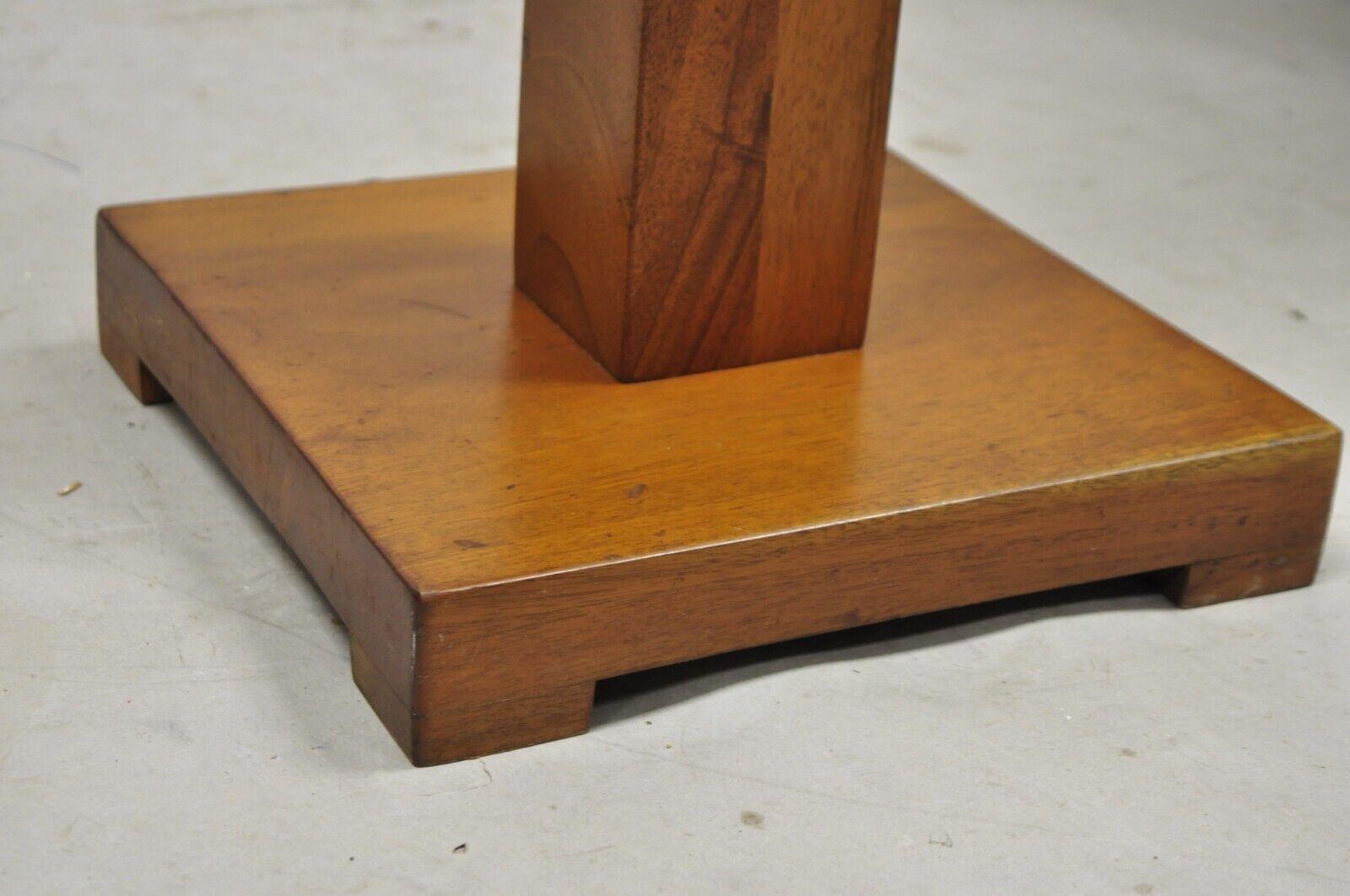 Mid-Century Modern Stacked Teak Wood Cube Modernist Pole Floor Lamps, a Pair 3
