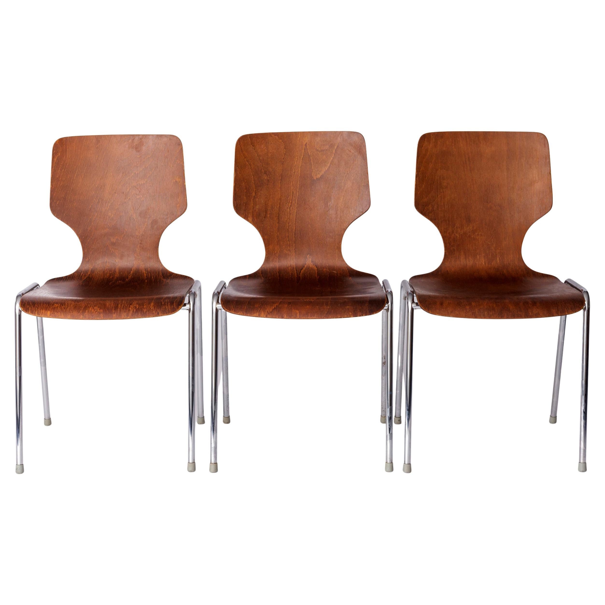 Mid-Century Modern Stacking Chairs by Adam Stegner for Flötotto – Set of 3