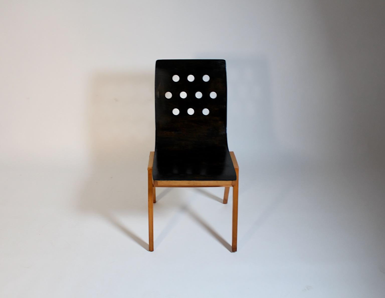 Mid Century Modern Stadthalle Chair Brown Beech Roland Rainer 1951 Vienna For Sale 7