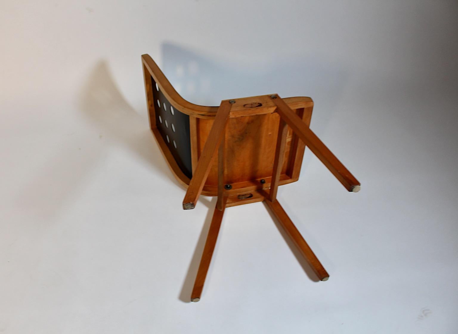 Mid Century Modern Stadthalle Chair Brown Beech Roland Rainer 1951 Vienna For Sale 13