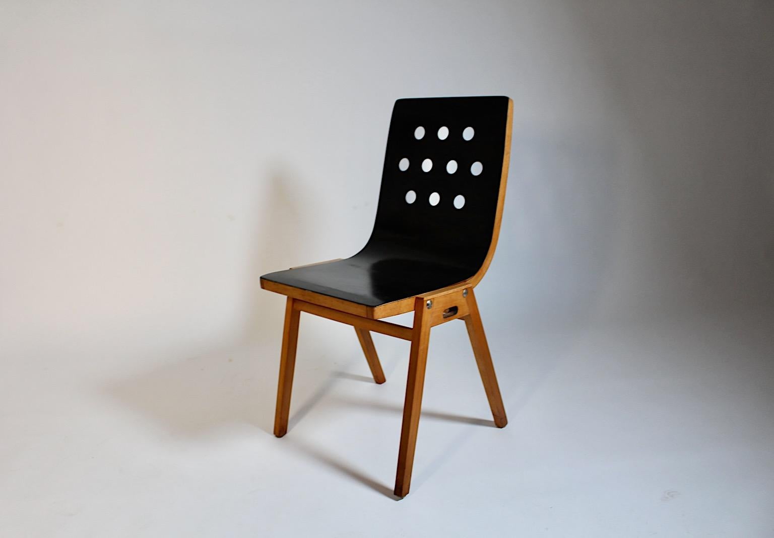 Mid Century Modern vintage chair model No 3 / 4 / 3 from brown beech in bicolor tone designed by Roland Rainer for Emil & Alfred Pollak for the Viennese Civic Hall, 1951 - 1956.
Roland Rainer ( 1910 - 2024 )
An iconic chair designed for the Viennese