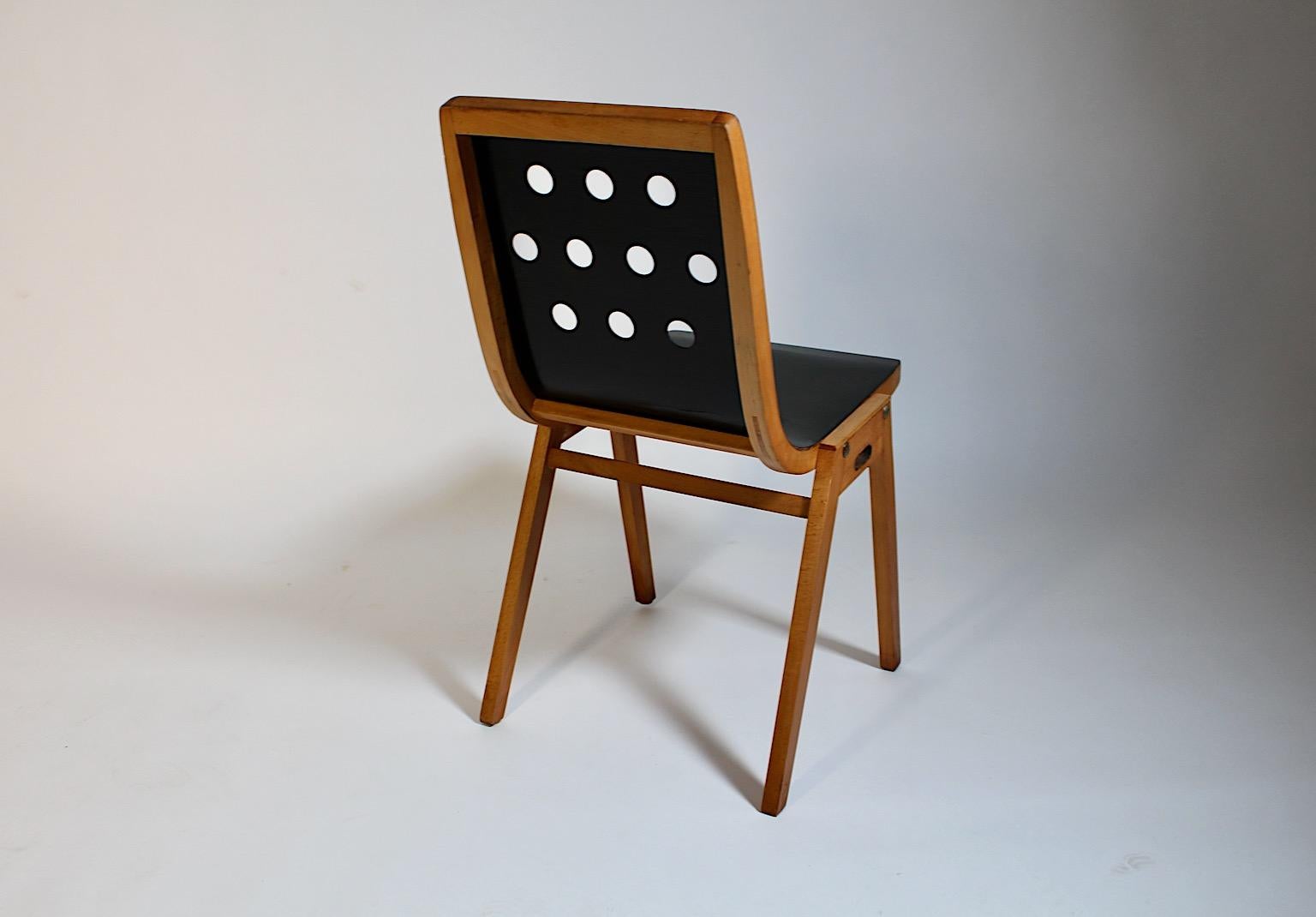 Mid Century Modern Stadthalle Chair Brown Beech Roland Rainer 1951 Vienna For Sale 1