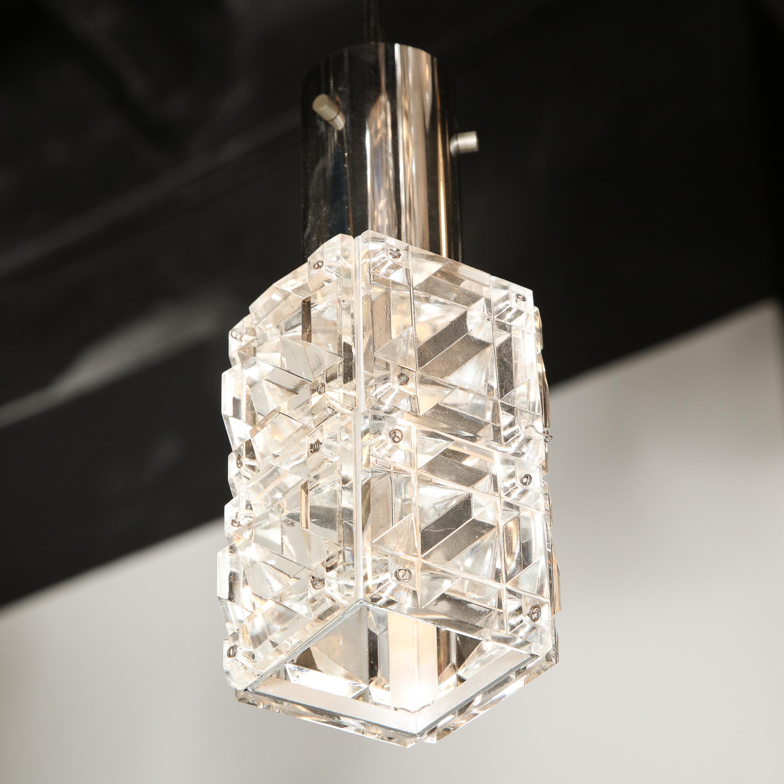 Mid-Century Modern-Kronleuchter aus verchromtem und facettiertem Glas von Kinkeldey im Angebot 6
