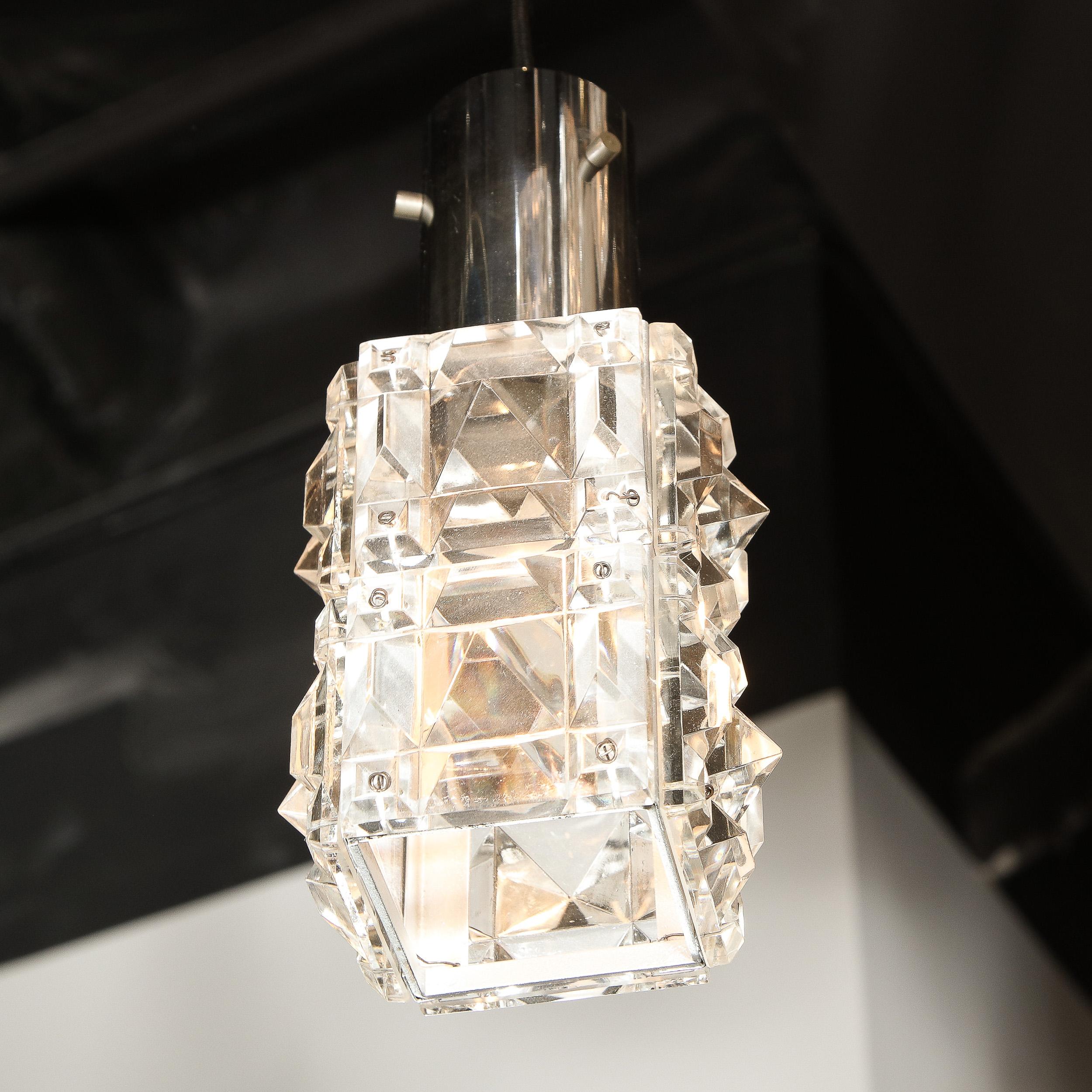 Mid-Century Modern-Kronleuchter aus verchromtem und facettiertem Glas von Kinkeldey im Angebot 7