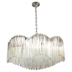 Mid-Century Modern Staggered Translucent Camer Chandelier with Chrome Fittings
