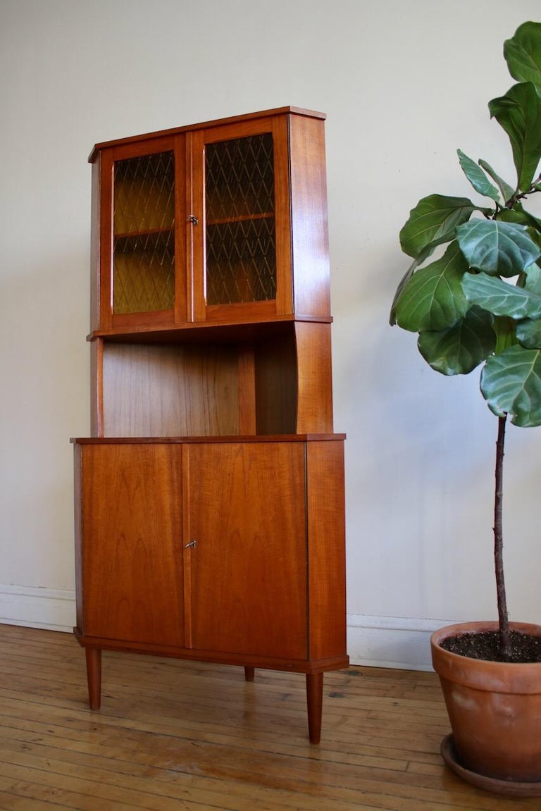 Mid-Century Modern Stained Glass Corner Cabinet For Sale ...