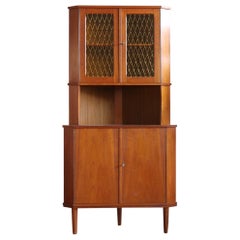Mid-Century Modern Stained Glass Corner Cabinet