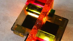 Mid-Century Modern Stained Glass Wall Sconce by Jean-Simon Labret, 20th Century