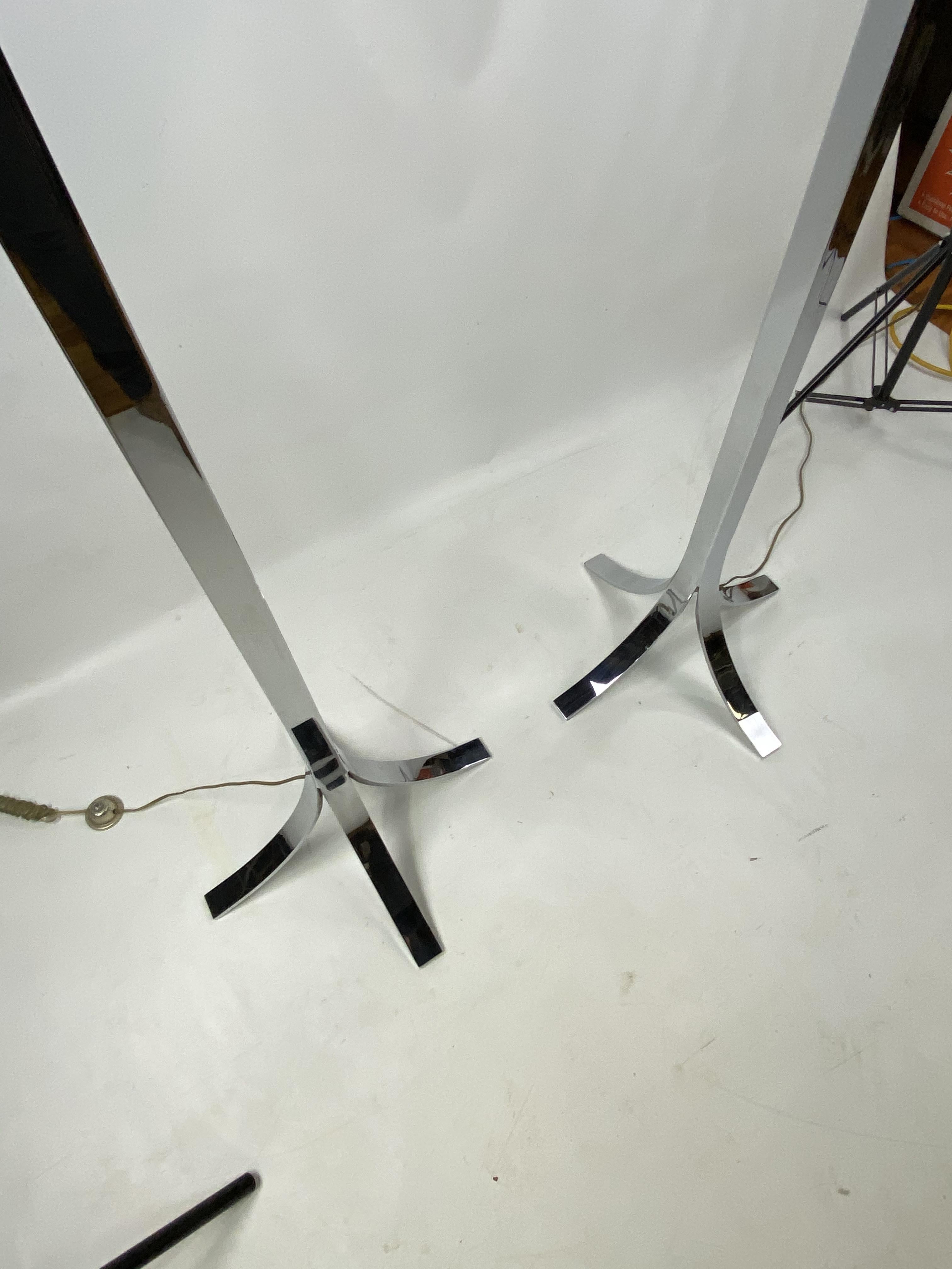 Unknown Mid-Century Modern Stainless Chrome Floor Lamps, a Pair For Sale