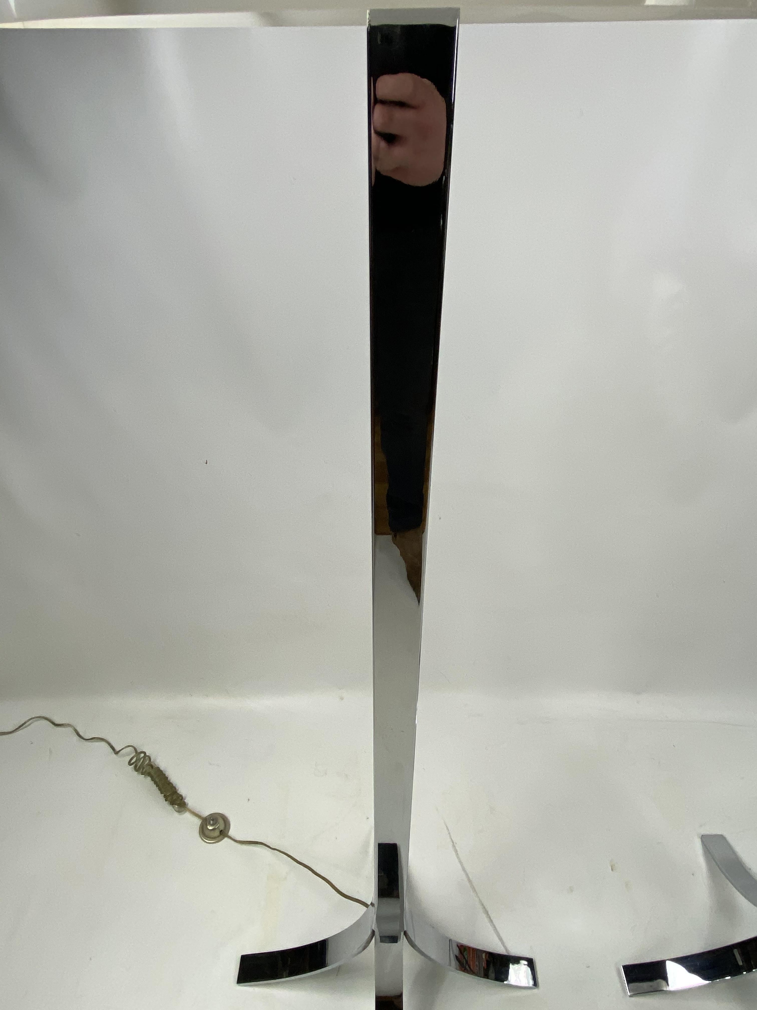 Mid-20th Century Mid-Century Modern Stainless Chrome Floor Lamps, a Pair For Sale