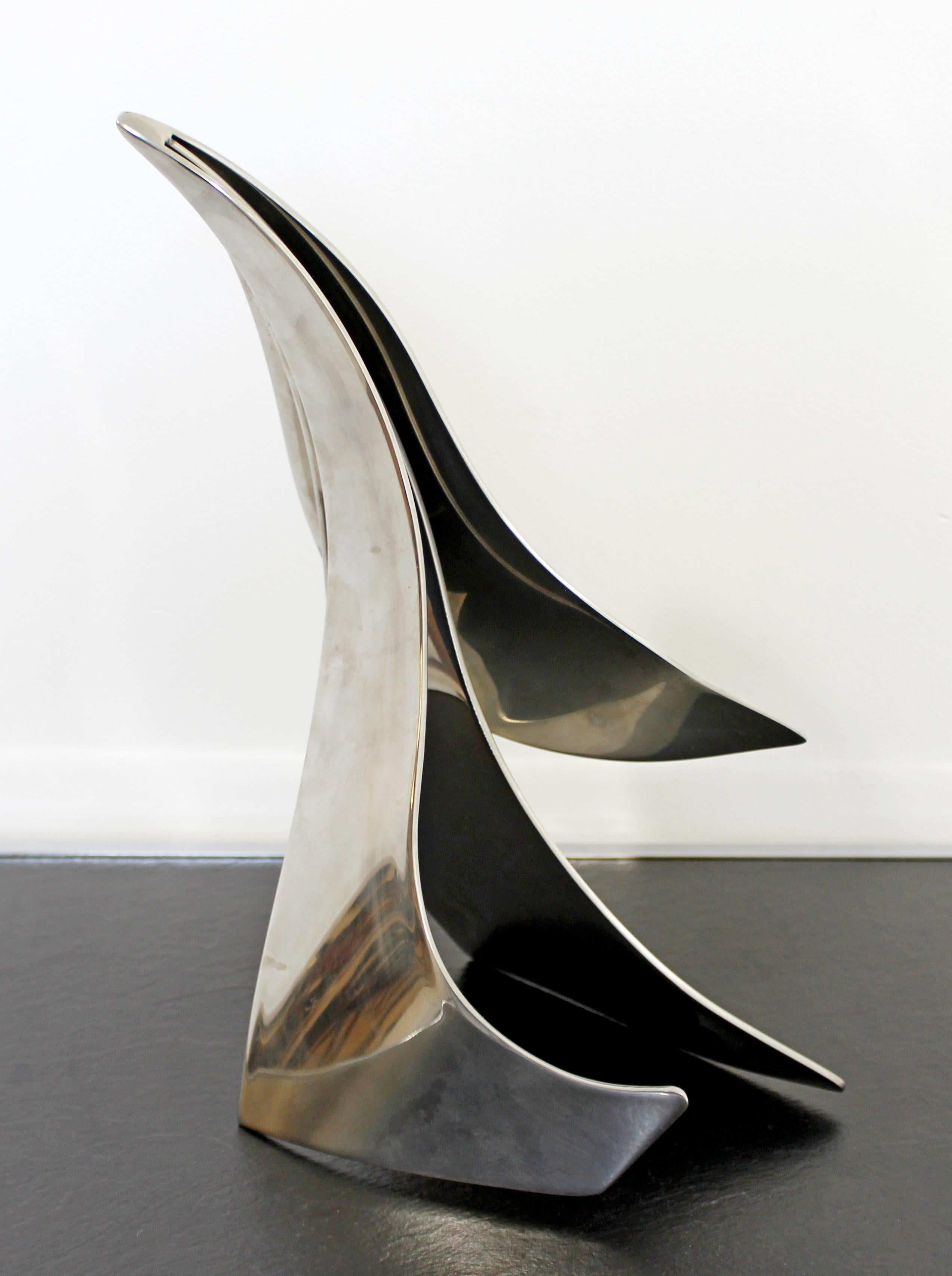 Mid-Century Modern Stainless Steel Abstract Table Sculpture Signed Jack Arnold In Good Condition In Keego Harbor, MI