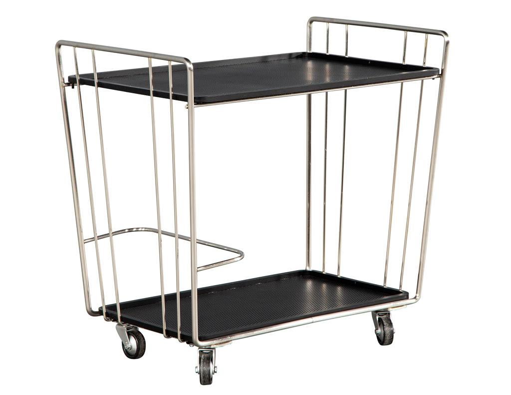 American Mid-Century Modern Stainless Steel Bar Cart For Sale