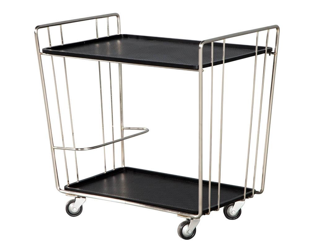 Mid-Century Modern Stainless Steel Bar Cart In Good Condition For Sale In North York, ON