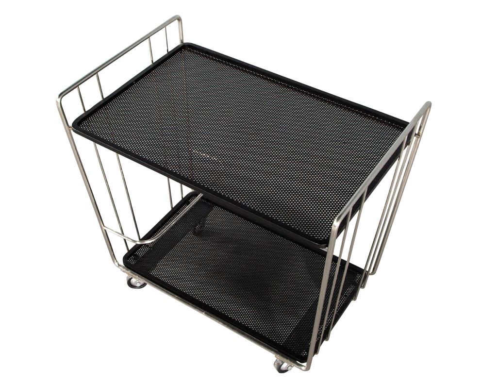 Late 20th Century Mid-Century Modern Stainless Steel Bar Cart For Sale