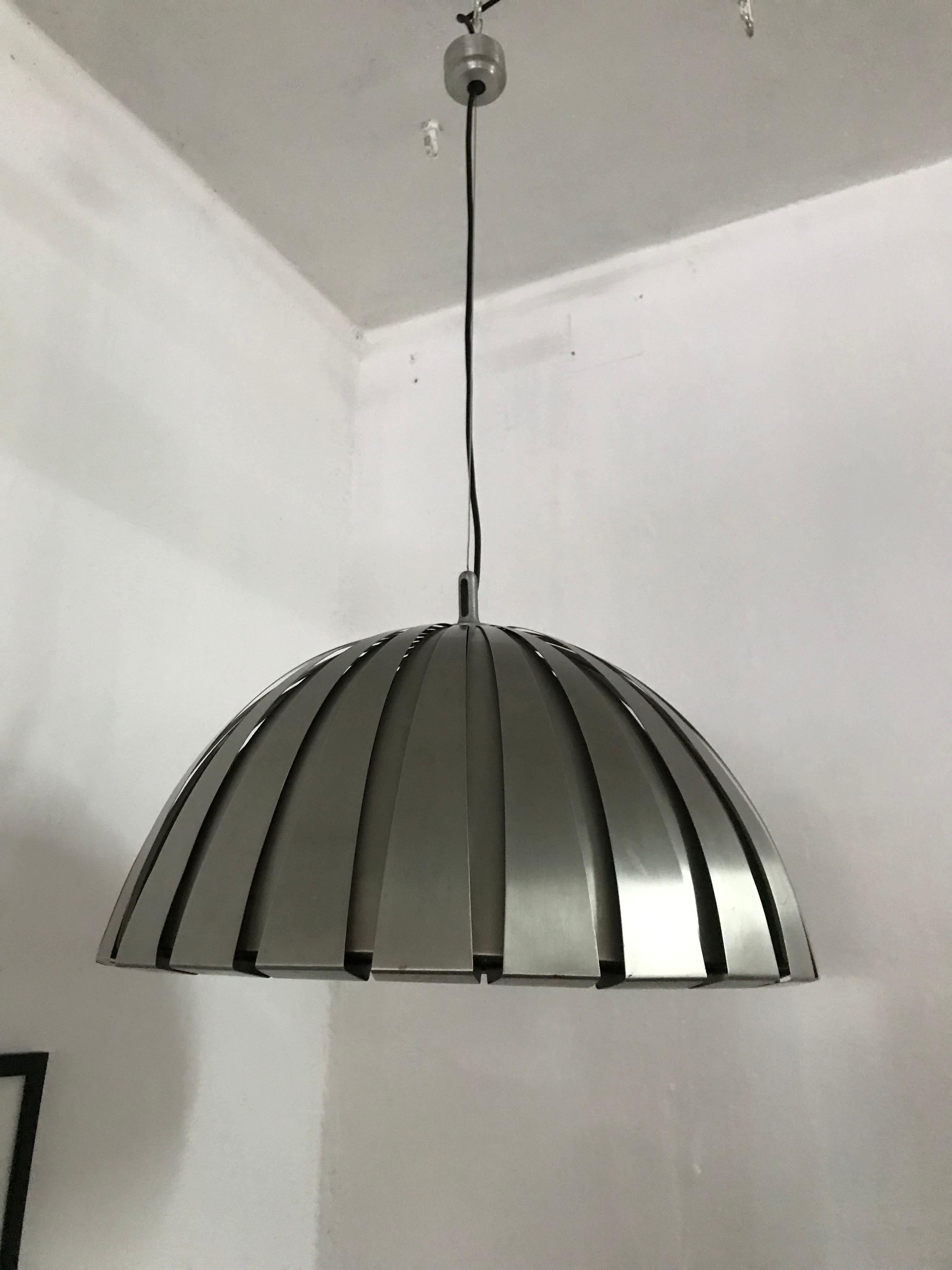 Mid-Century Modern Stainless Steel Chandelier, Martinelli Luce, Italy For Sale 4