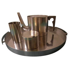 Servicio de té de acero inoxidable moderno de mediados de siglo de Arne Jacobsen para Stelton