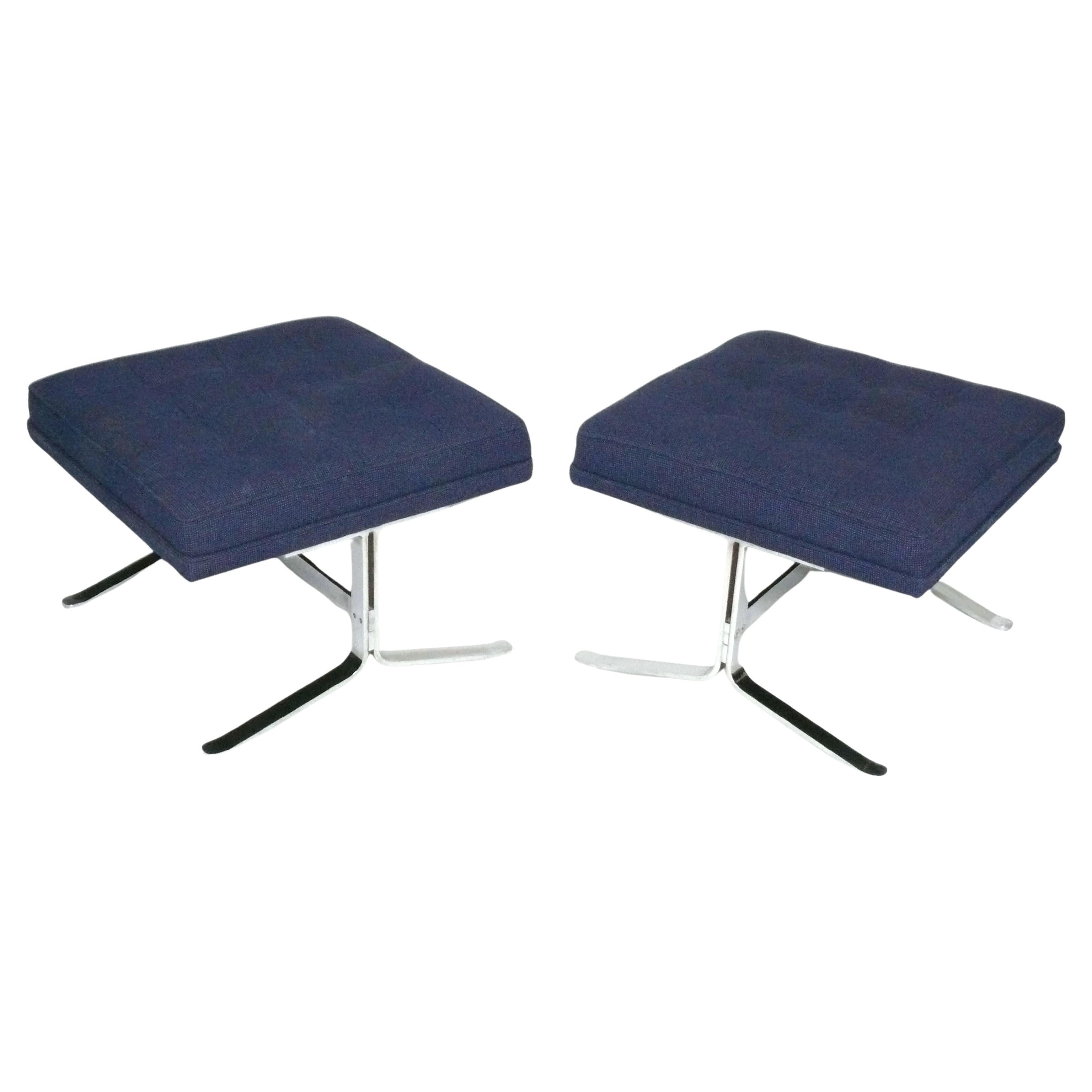 Mid Century Modern Stainless Steel Tufted Stools or Benches In Your Fabric