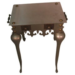 Mid Century Modern Stainless with Brass Accents Footman Side Table