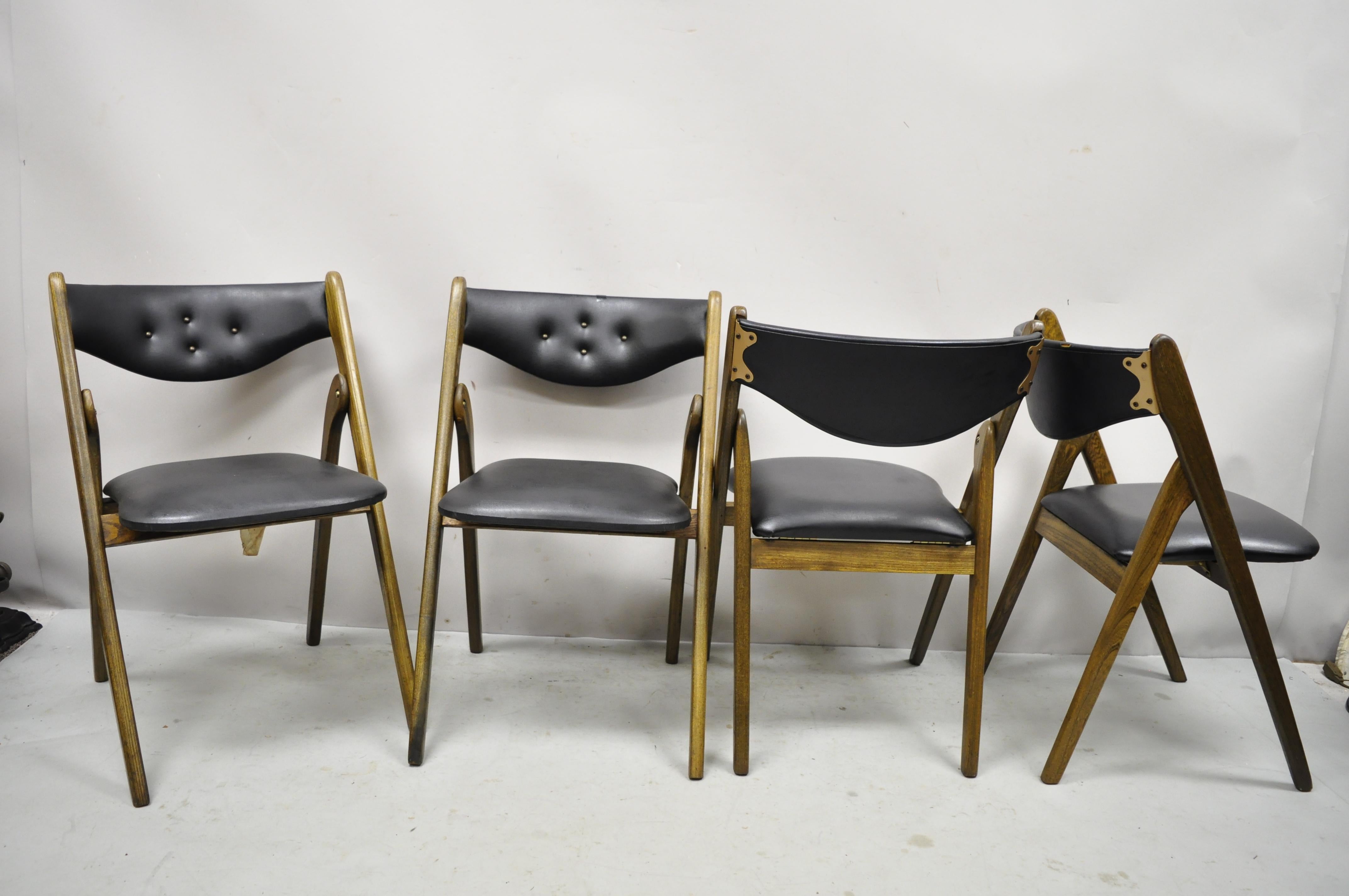 Mid-Century Modern Stakmore Black Folding Chairs Card Dining Chair, Set of 4 3