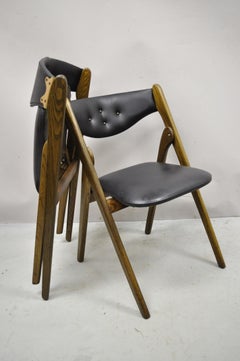 Mid-Century Modern Stakmore Black Folding Chairs Card Dining Chair, Set of 4