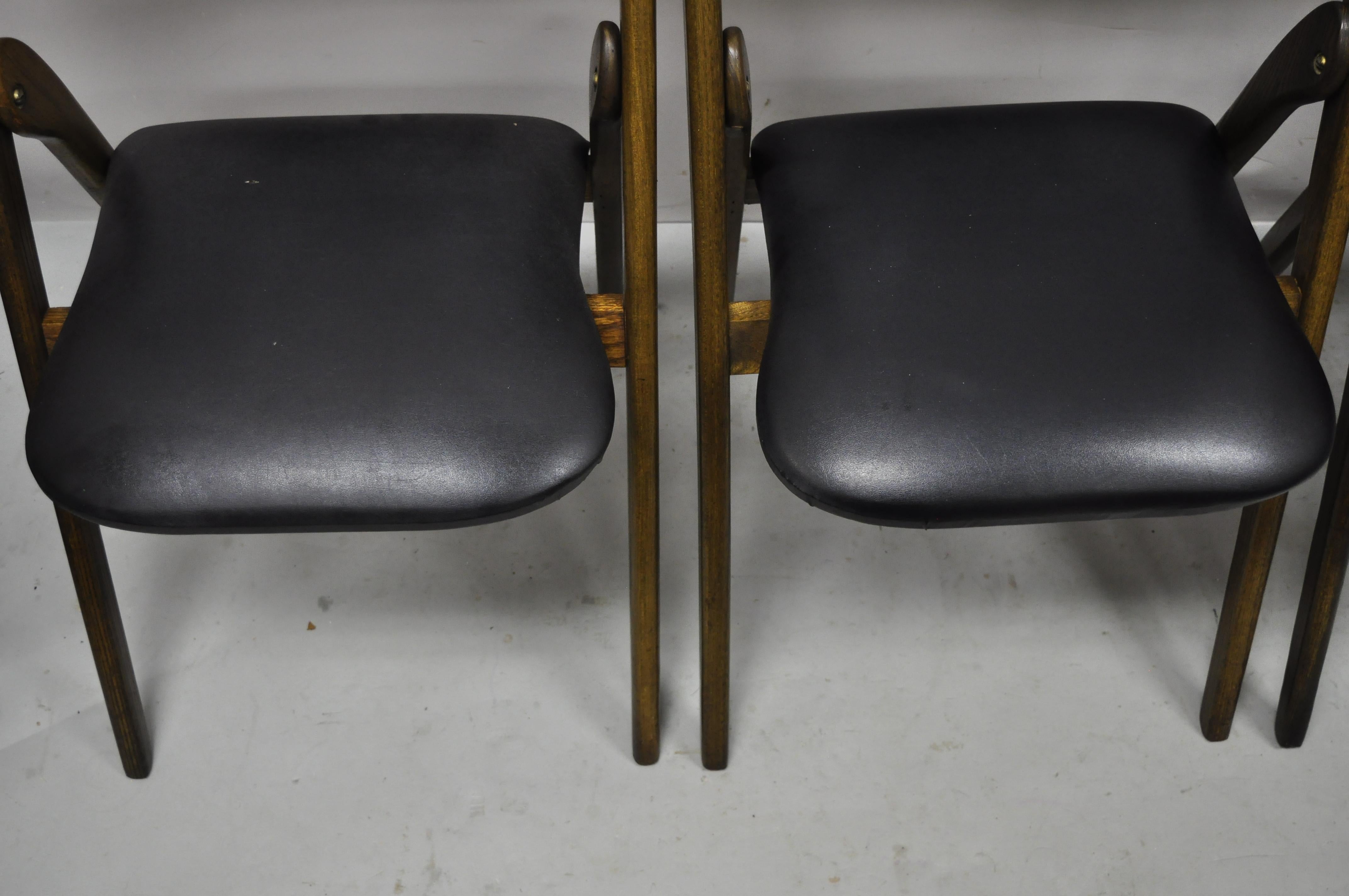 North American Mid-Century Modern Stakmore Black Folding Chairs Card Dining Chair, Set of 4
