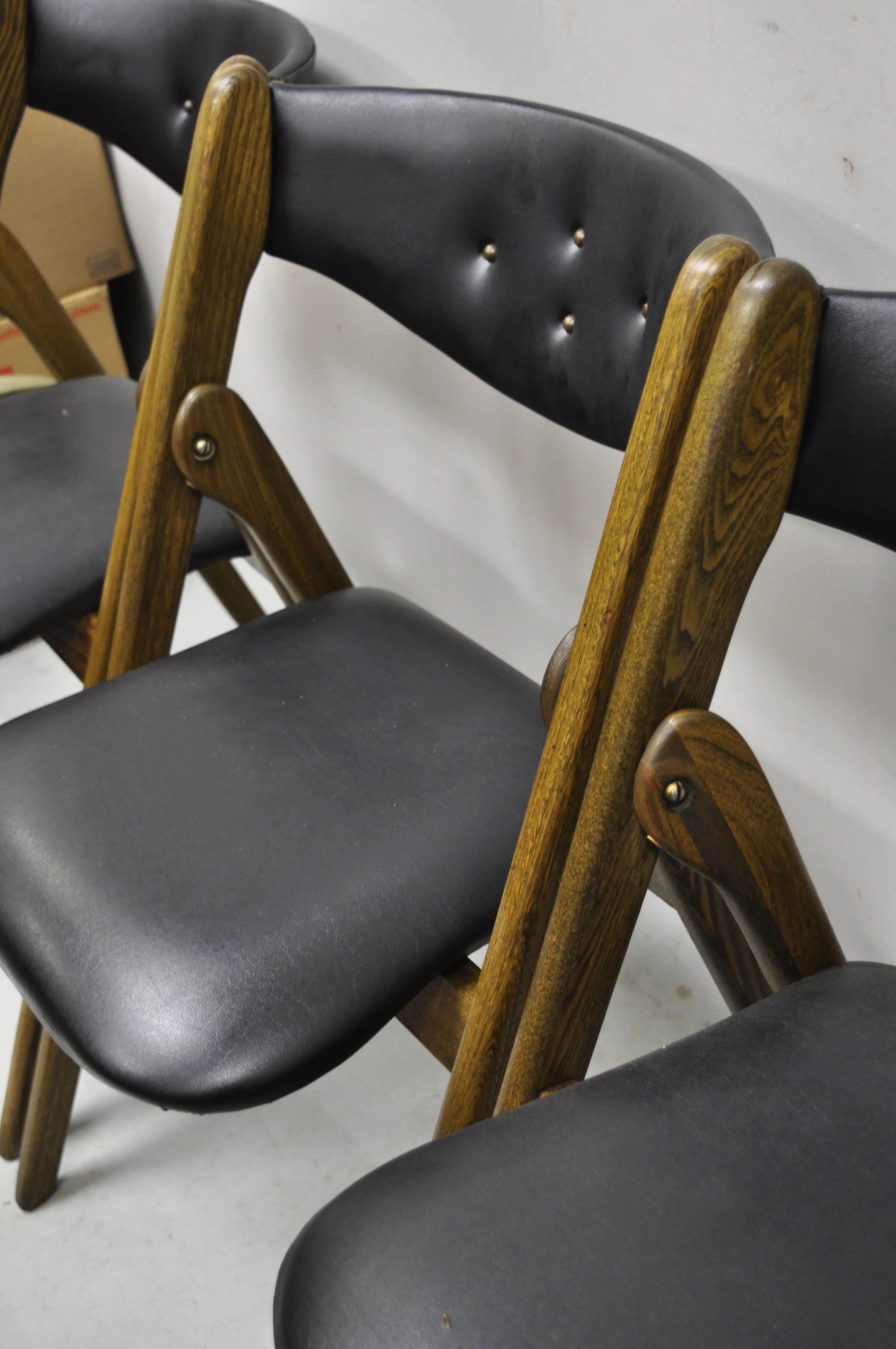 20th Century Mid-Century Modern Stakmore Black Folding Chairs Card Dining Chair, Set of 4