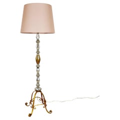 Moderne Stehlampe aus Schmiedeeisen, mundgeblasenem Glas, Messing, Mid-Century Modern, Frankreich
